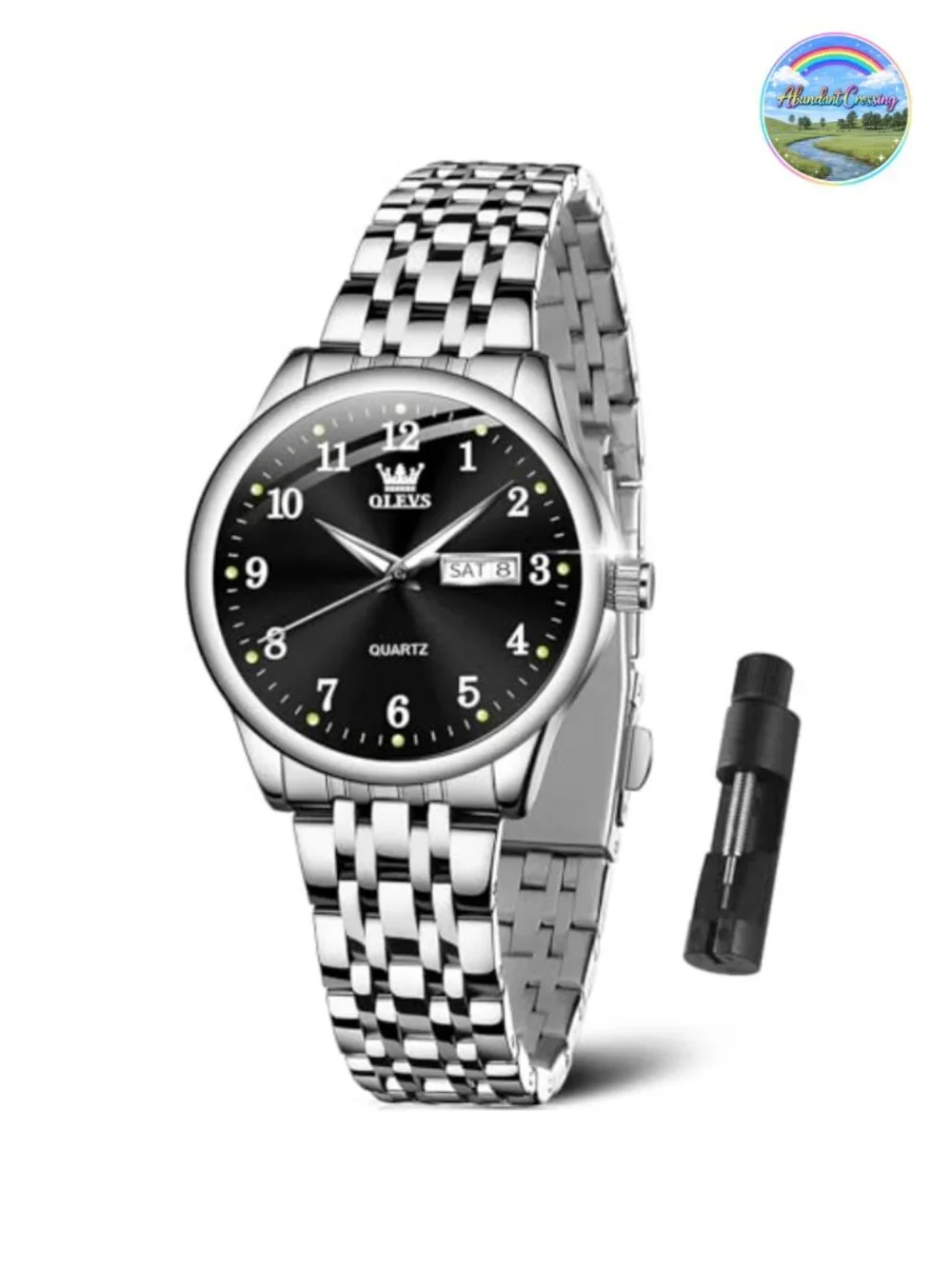 Luxury Ladies Watch with Day-Date, Easy Read, Waterproof, Adjustable Strap